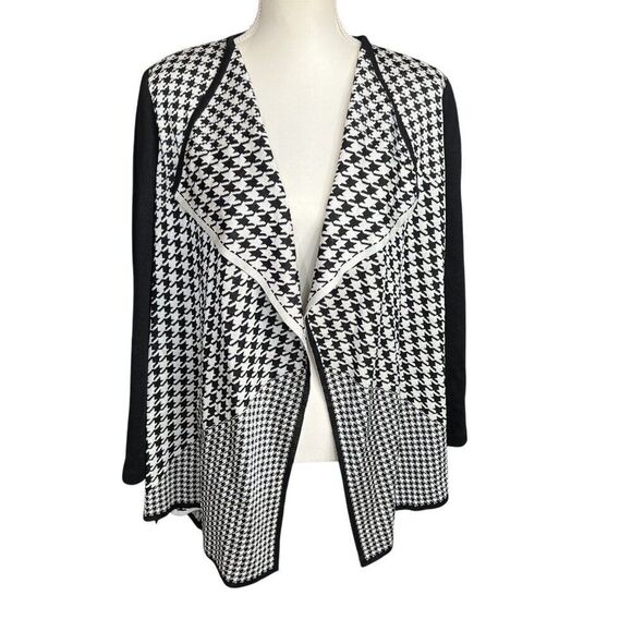 St. John Collection Women's Houndstooth Open Drape Front Cardigan Size Small P - Picture 1 of 8